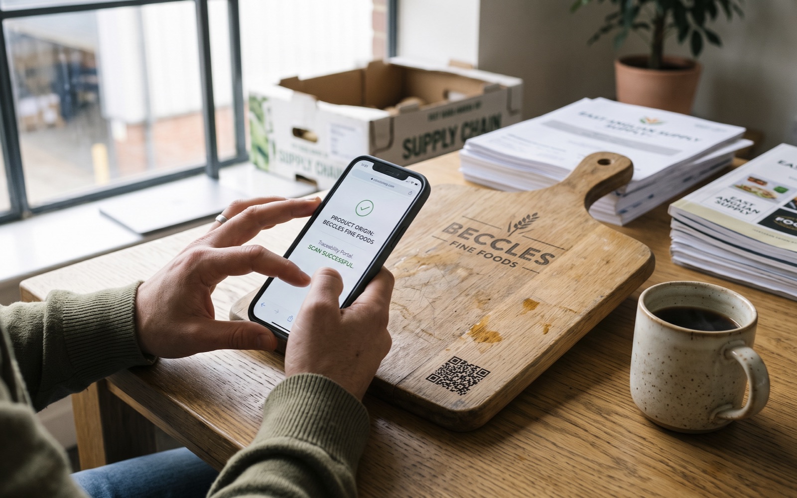 Recipient scanning the QR code on their personalised oak board
