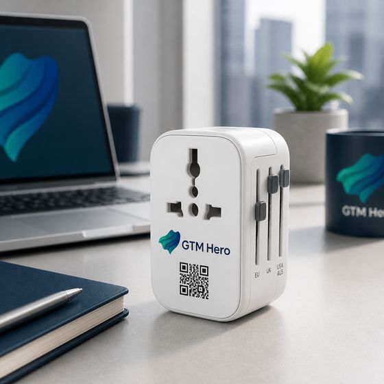 Personalised travel power adapter with QR code